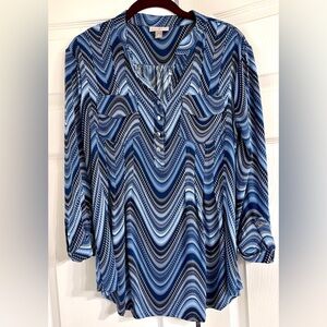 Roz & Ali Women’s Top, 3/4 length sleeve, Size Medium